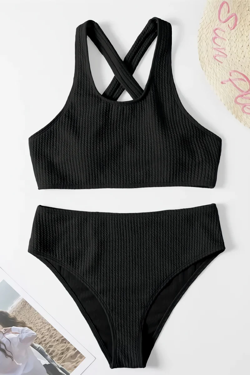 Kadın Siyah Çapraz Sırt Detaylı Iç Çamaşır Takımı