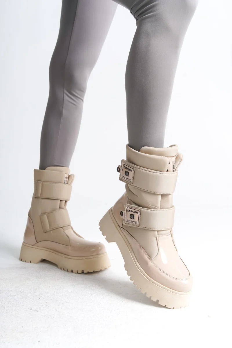 ELISA Cırt Cırtlı  Paraşüt Kumaş Rugan Kadın Bot RKT - Krem