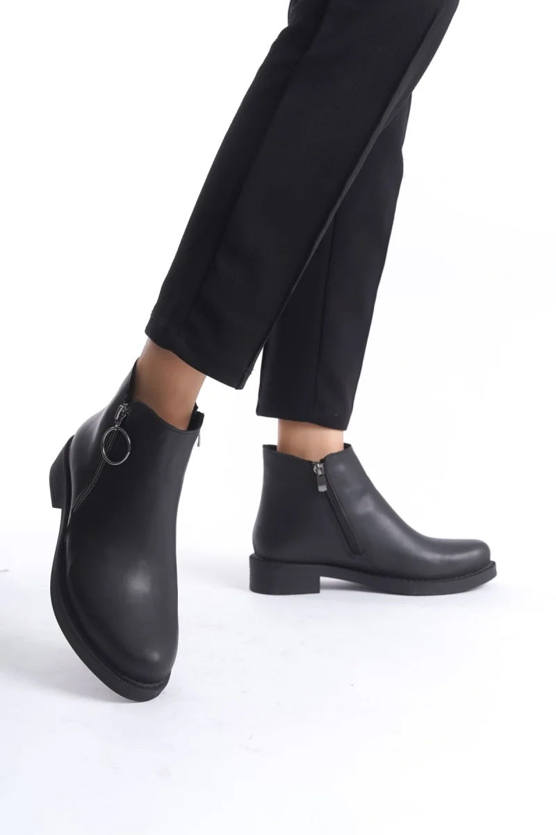 MARGARET Fermuarlı Ortopedik Taban Topuklu Kadın Bot - CST - Siyah