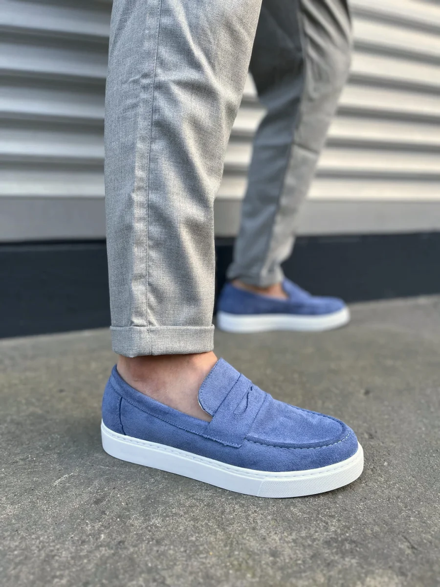 JY180 Estilo X Bağcıksız Süet Erkek Günlük Spor Klasik Ayakkabı SBT - Mavi