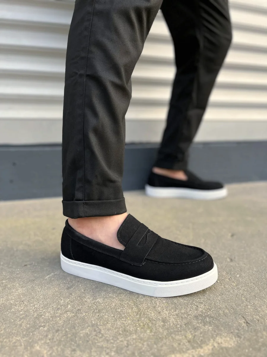 JY180 Estilo X Bağcıksız Süet Erkek Günlük Spor Klasik Ayakkabı SBT - Siyah