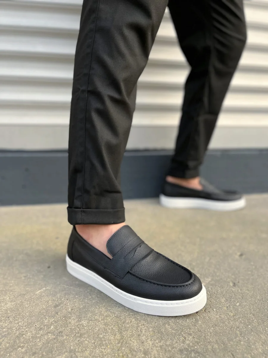 JY180 Estilo X Bağcıksız Cilt Erkek Günlük Spor Klasik Ayakkabı CBT - Siyah