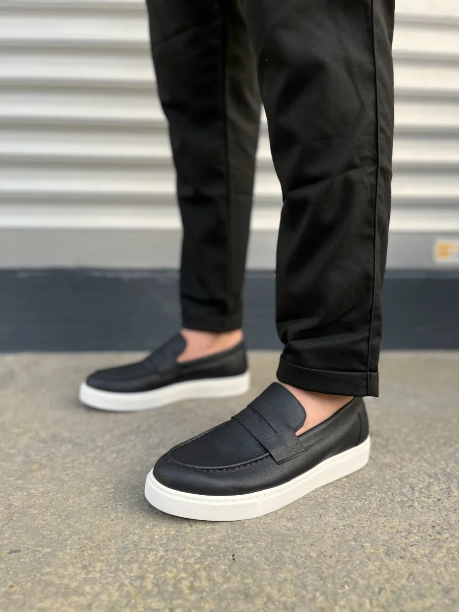 JY180 Estilo X Bağcıksız Cilt Erkek Günlük Spor Klasik Ayakkabı CBT - Siyah