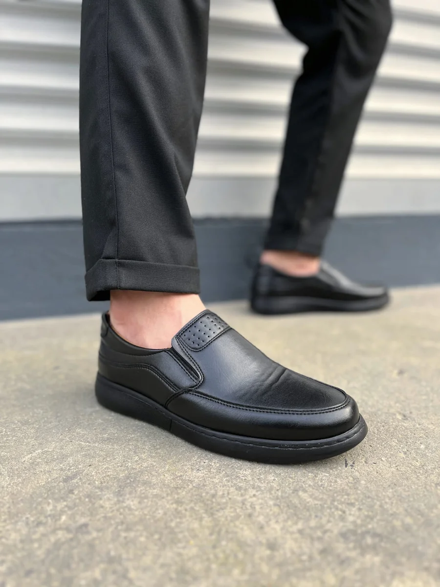 JY0410 Classique Bağcıksız Cilt Erkek Günlük Klasik Ayakkabı CST - Siyah