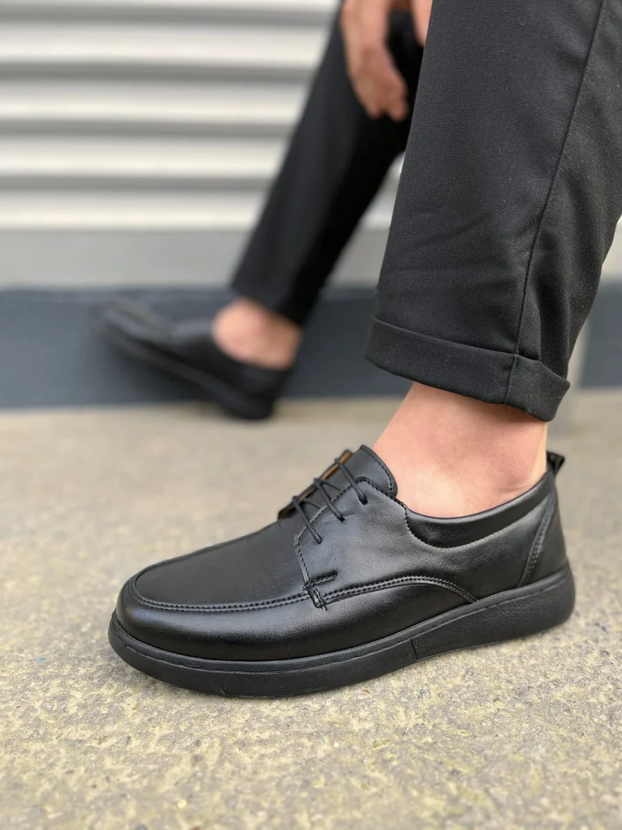 JY0510 Clasica Bağcıklı Cilt Erkek Günlük Klasik Ayakkabı CST - Siyah
