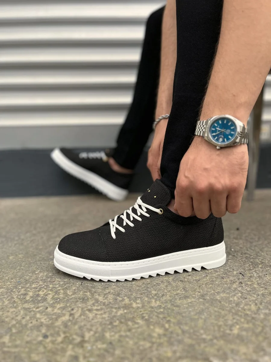 JY152 Cool Bağcıklı Keten Erkek Günlük Spor Klasik Ayakkabı KBT - Siyah