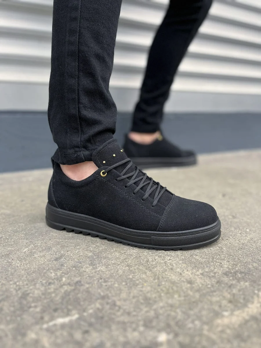 JY152 Cool Bağcıklı Süet Erkek Günlük Spor Klasik Ayakkabı SST - Siyah