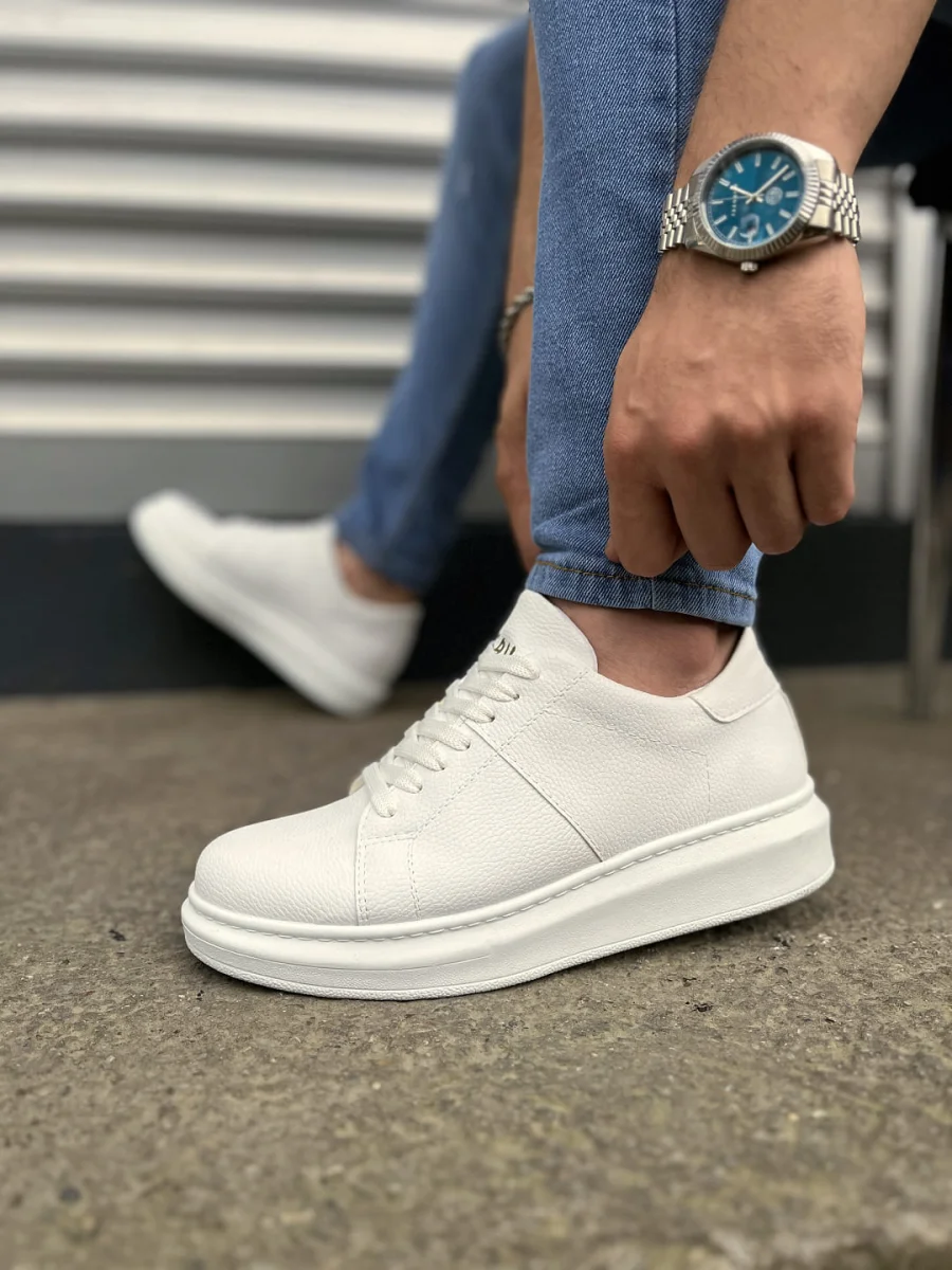 JY151 Boost Bağcıklı Cilt Erkek Günlük Sneaker Ayakkabı CBT - Beyaz