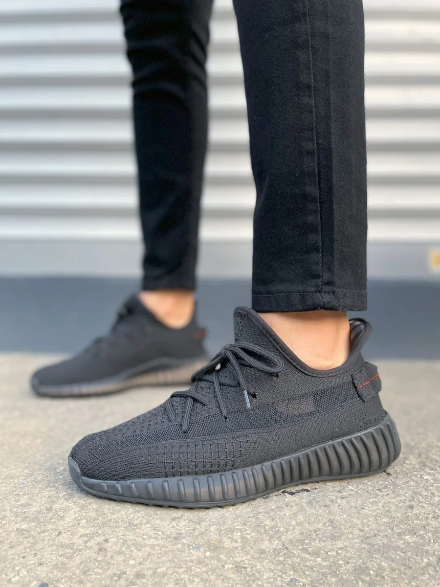 JY305 Pulse Bağcıklı Triko Kumaş Erkek Günlük Spor Ayakkabı TST - Siyah