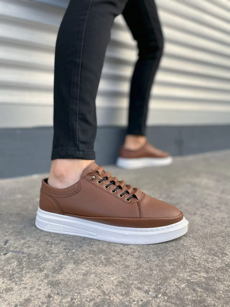 JY0535 Prime Bağcıklı Cilt Erkek Günlük Sneaker Ayakkabı CBT - Taba