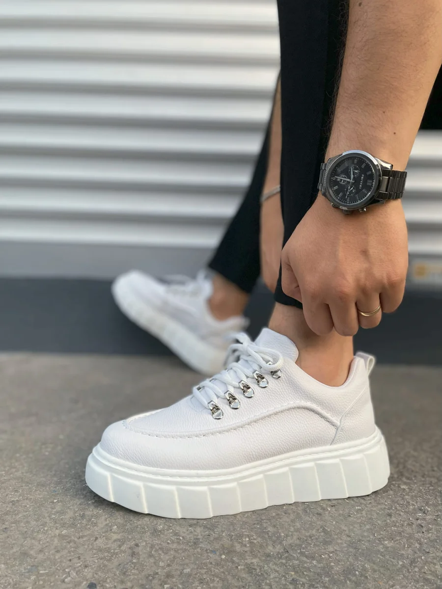 JY010 Cloud Bağcıklı Cilt Erkek Günlük Sneaker Ayakkabı CBT - Beyaz