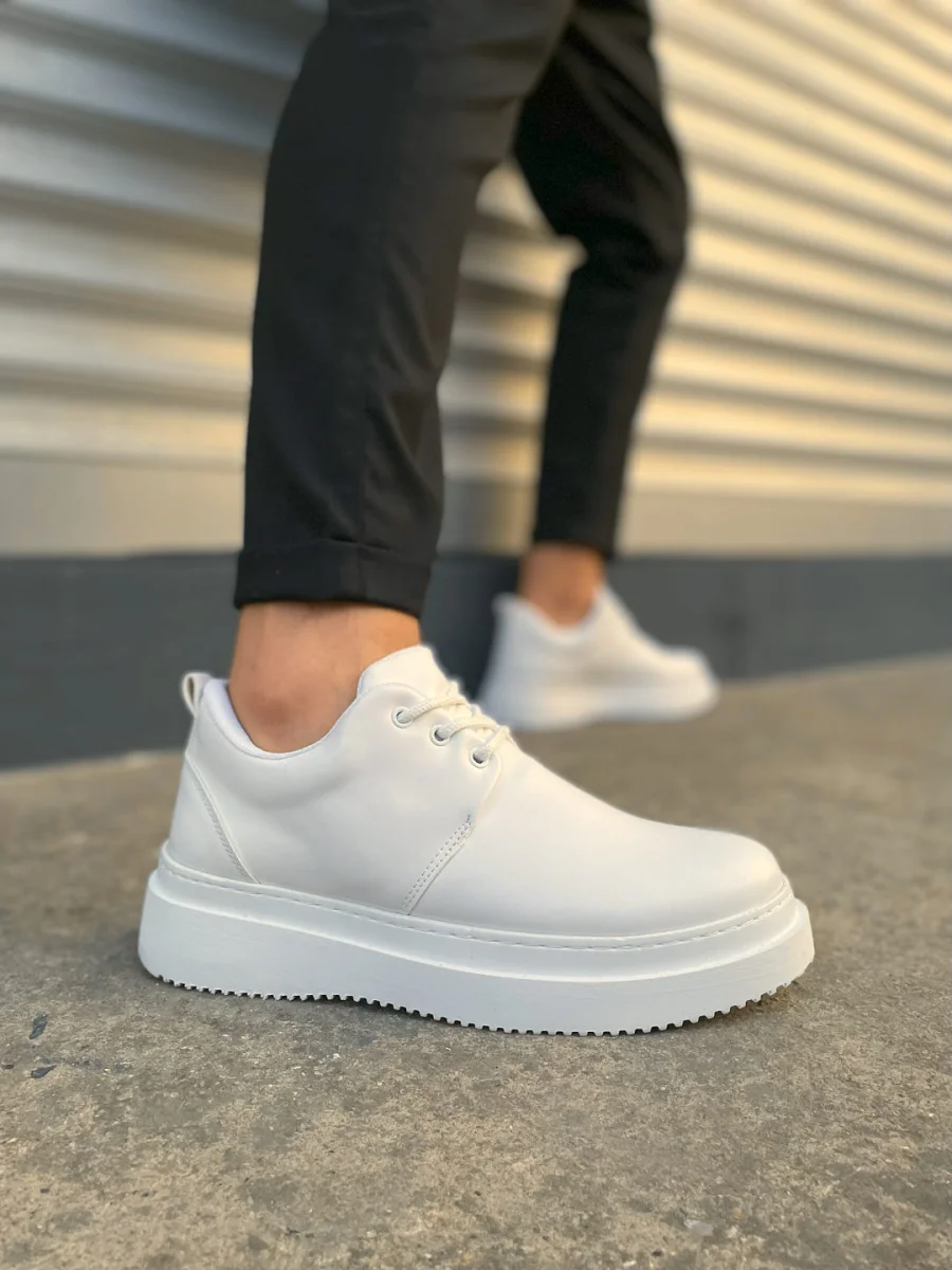 JY03 Luxor Bağcıklı Cilt Erkek Günlük Spor Klasik Ayakkabı CBT - Beyaz