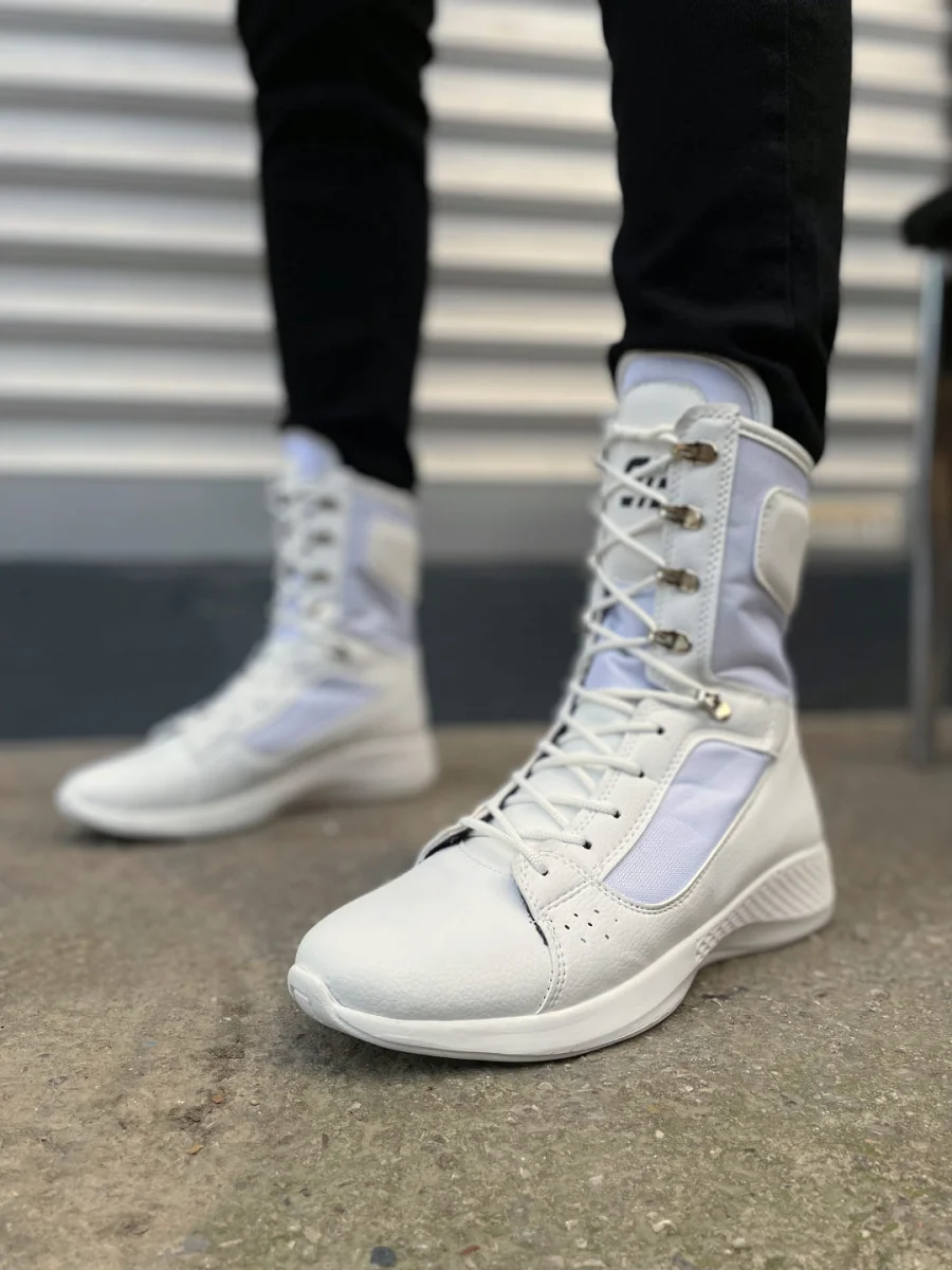 JY799 Verton Bağcıklı Ortopedik Taban Günlük Cilt Erkek Askeri Postal Bot CBT Beyaz