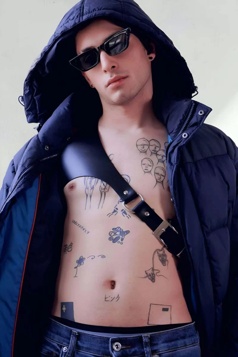 Erkek  Deri Tek Omuz Askılı Harness, Erkek  Deri Aksesuar - Brfm123