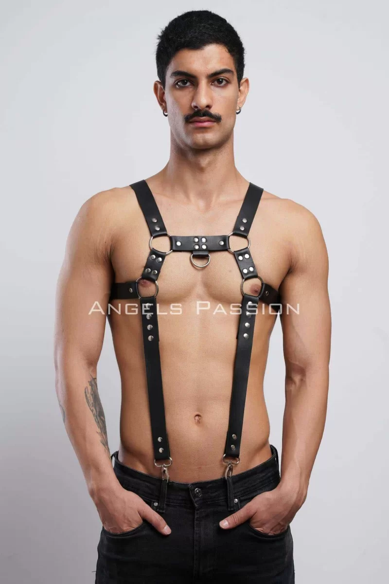 Erkek  Göğüs Harness, Erkek  Deri Pantolon Askısı, Erkek  Clubwear - Brfm23