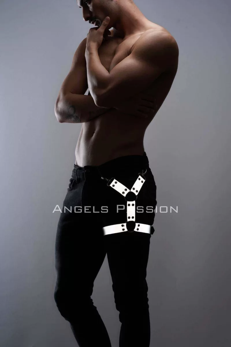 Reflektörlü (karanlıkta Yansıyan) Erkek  Bacak Harness, Şık Parti Aksesuarı - Brfm51
