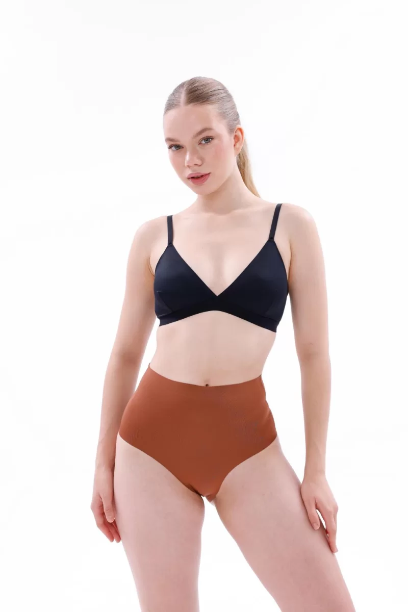 Kahverengi Mı  2704 Lazer Kesim Yüksek Bel Hayalet Külot