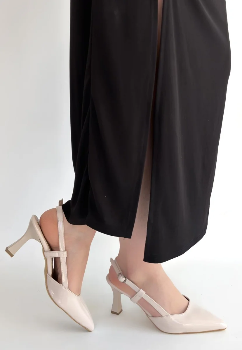 Hoost Bej Rugan Topuklu Ayakkabı