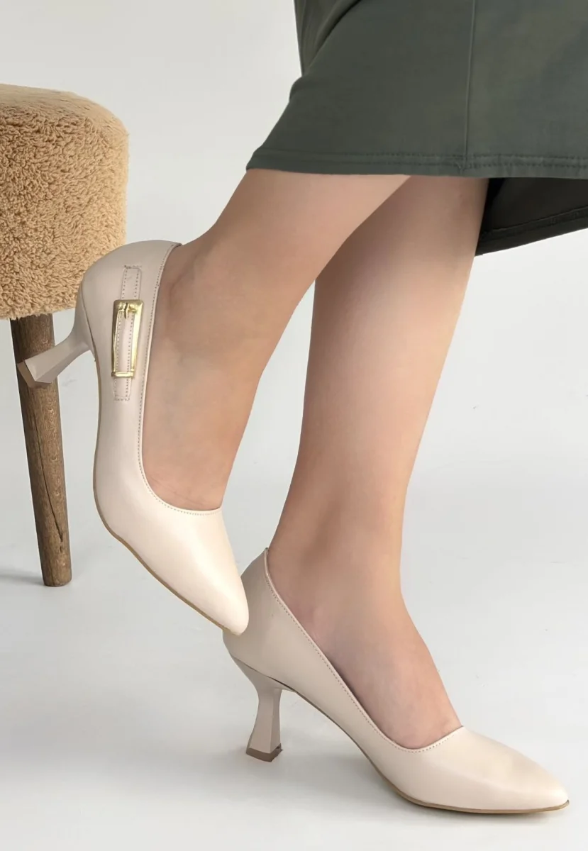 Yons Bej Cilt Topuklu Ayakkabı