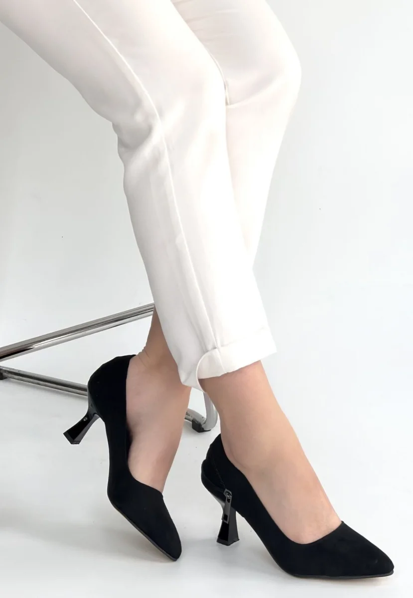 Jedi Siyah Süet Topuklu Ayakkabı