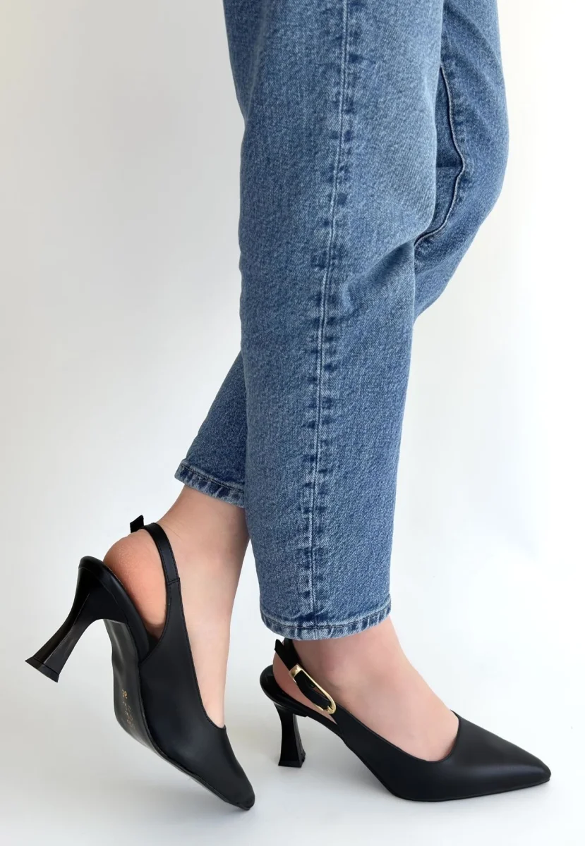 Hies Siyah Cilt Topuklu Ayakkabı