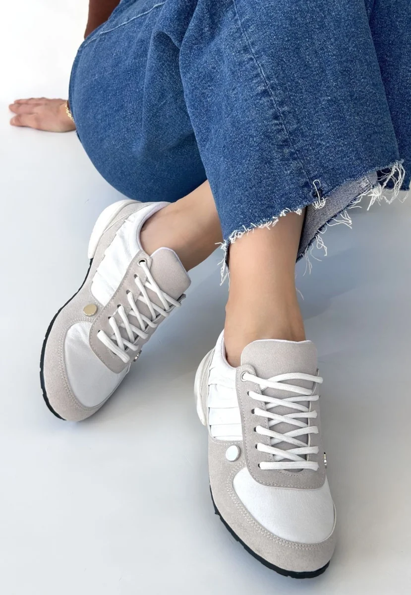 Jawen Gri Nubuk Beyaz Detaylı Spor Ayakkabı