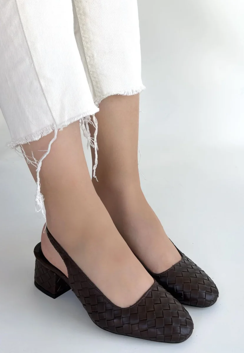 Dier Kahverengi Cilt Topuklu Ayakkabı