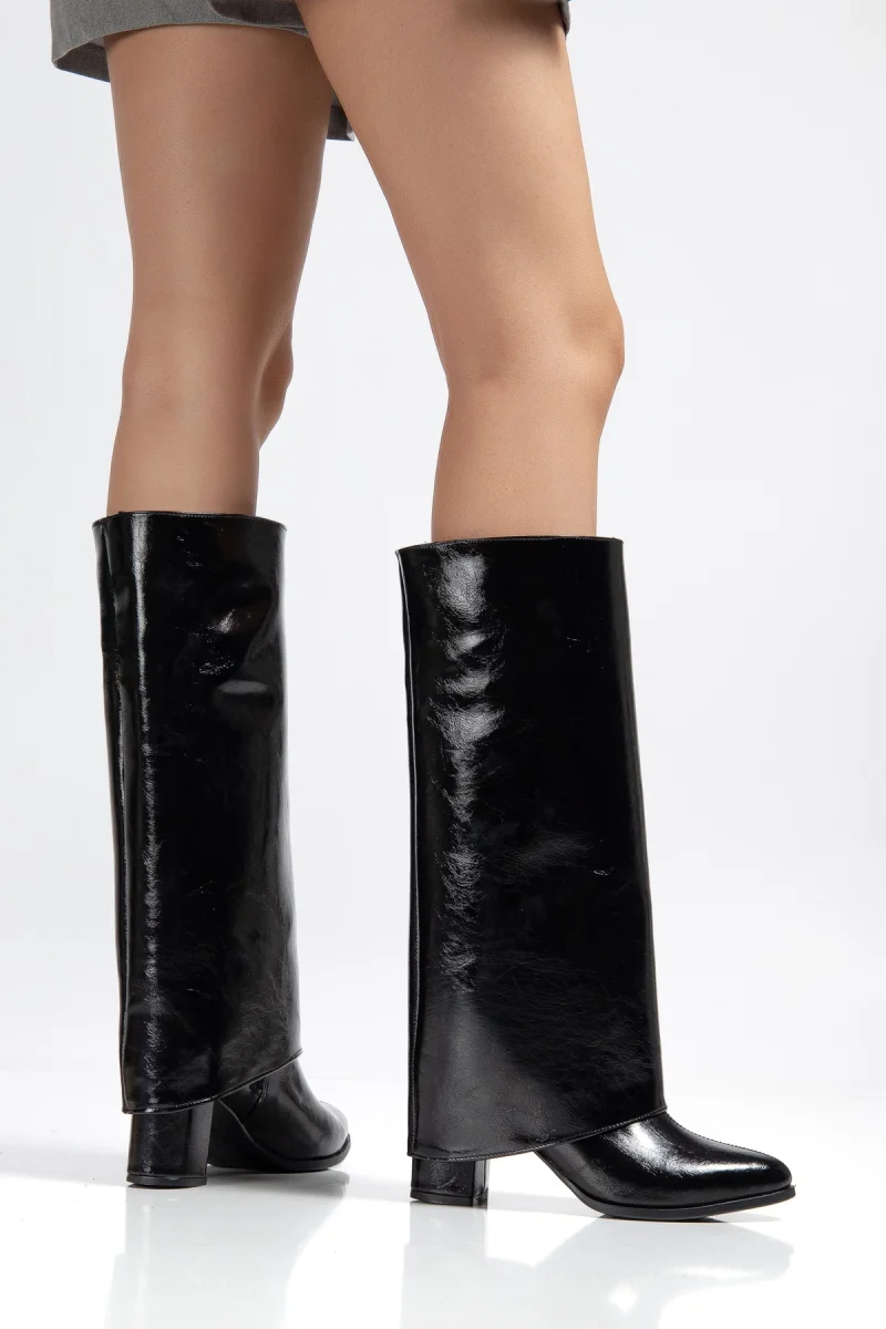 Wila Siyah Parlak Topuklu Tak Çıkar Çizme
