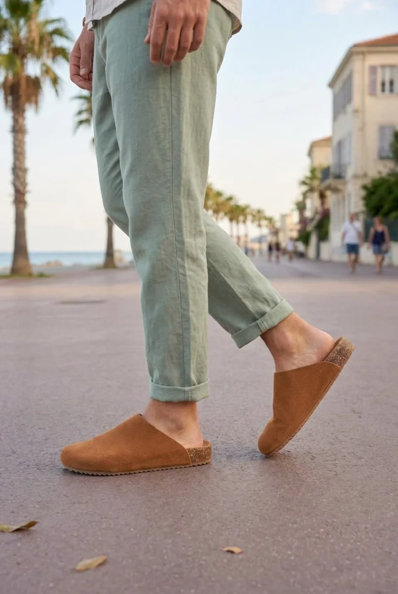 JY0556 Ravn Bağcıksız Hakiki Süet Deri Erkek Günlük Mantar Taban Loafer Klasik Ayakkabı HDMT - Taba