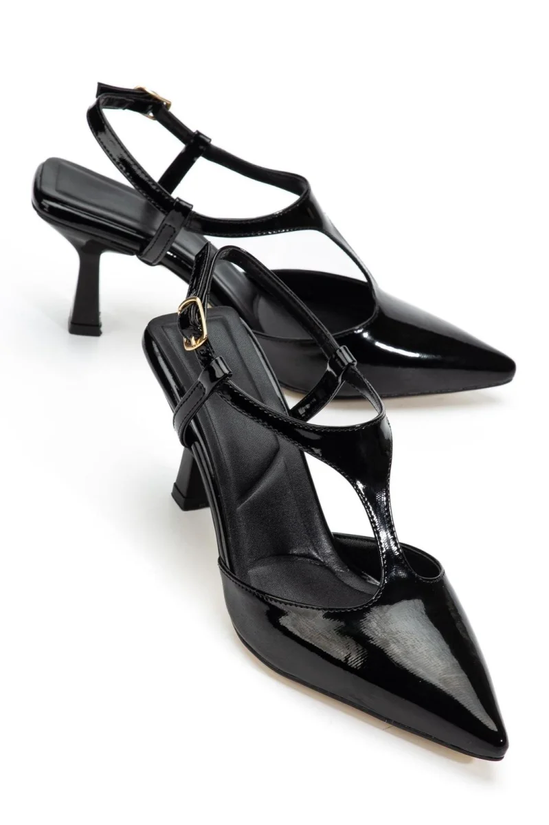 Tula Siyah Rugan Topuklu Ayakkabı