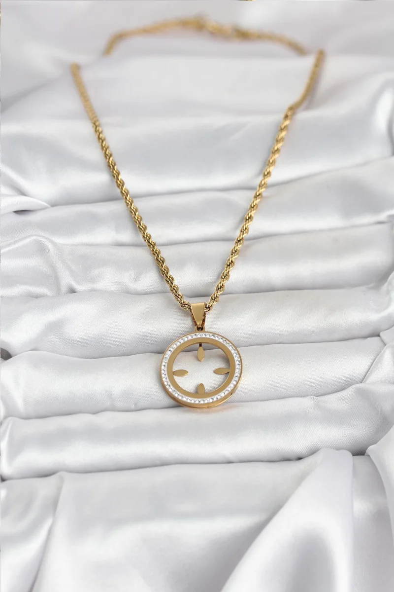 316L Çelik Burgu Zincir Model Çeyrek Takılabilir Kadın Kolye