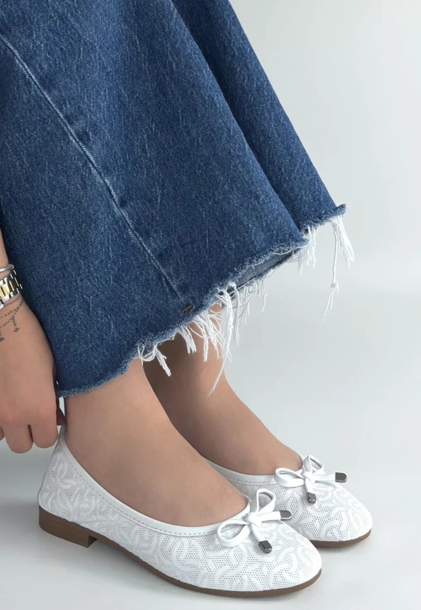 Jnues Beyaz Deri Babet Ayakkabı