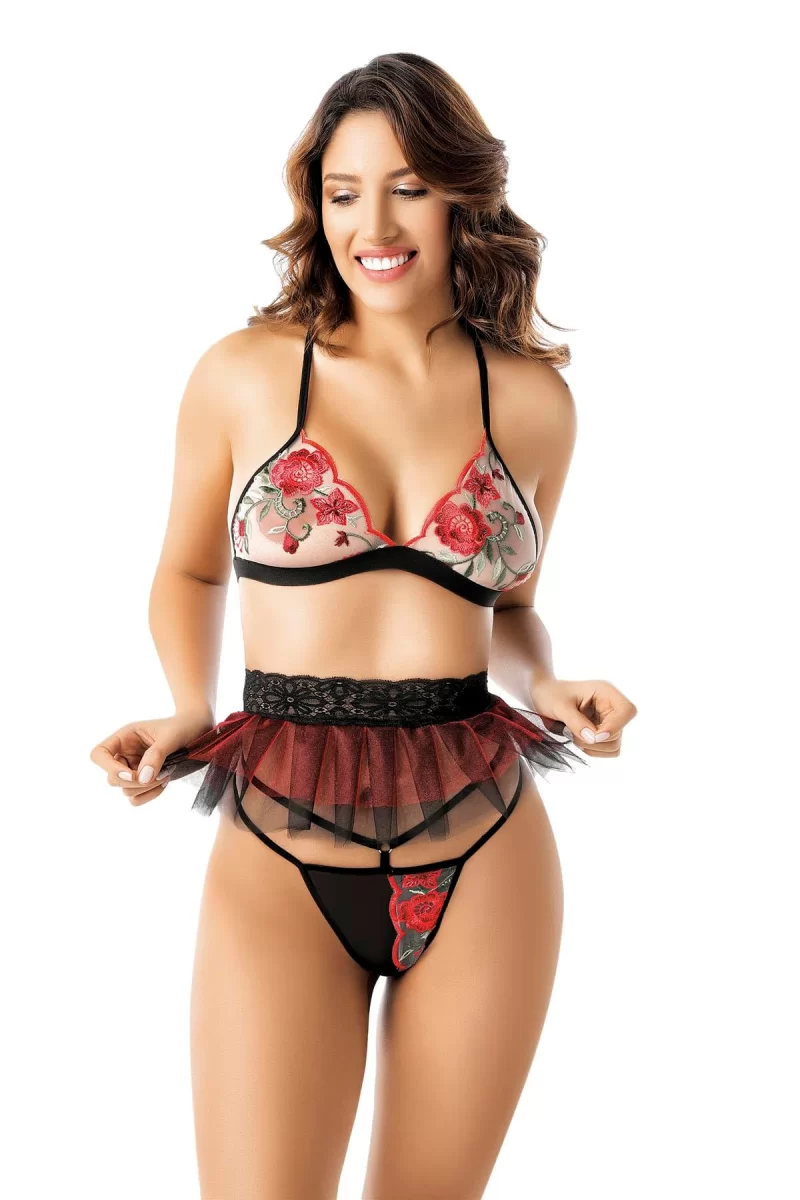 Nakış Detaylı Fantazi Sütyen Tanga String Takımı