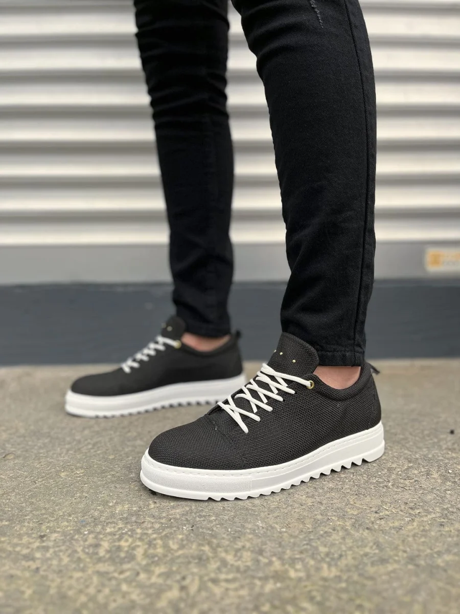 JY152 Cool Bağcıklı Keten Erkek Günlük Spor Klasik Ayakkabı KBT - Siyah