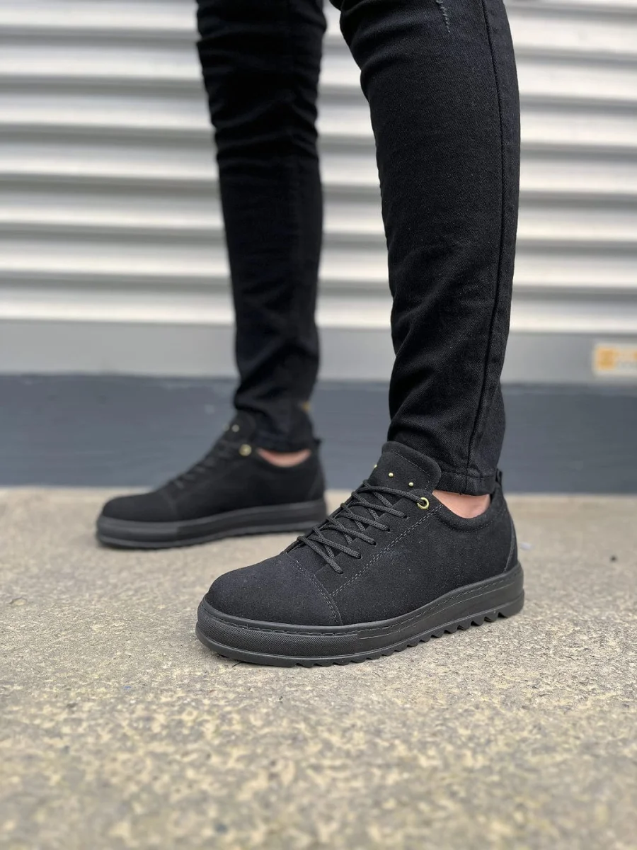 JY152 Cool Bağcıklı Süet Erkek Günlük Spor Klasik Ayakkabı SST - Siyah