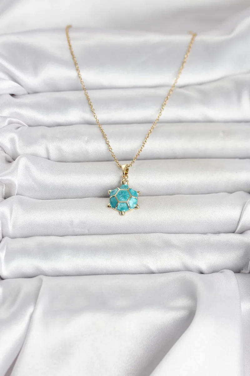 316L Çelik Zincir Gold Renk Kaplumbağa Model Kadın Kolye