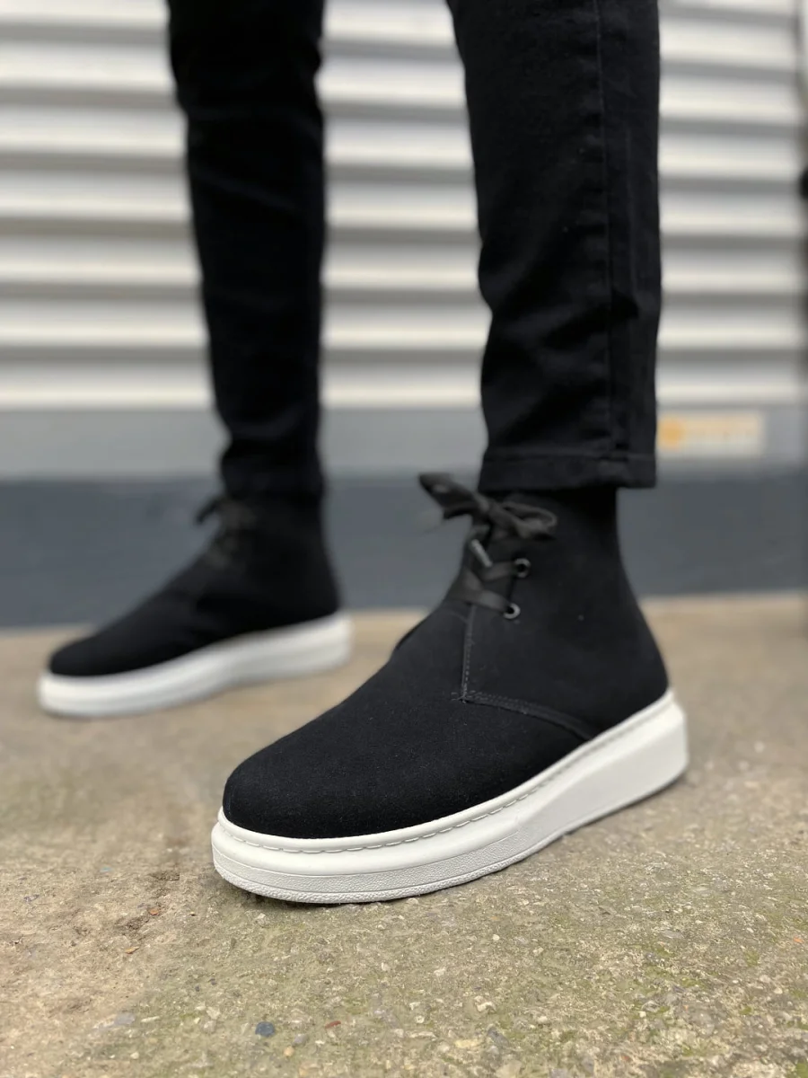 JY207 Oslo Bağcıklı Ortopedik Taban Süet Erkek Spor Bot SBT - Siyah