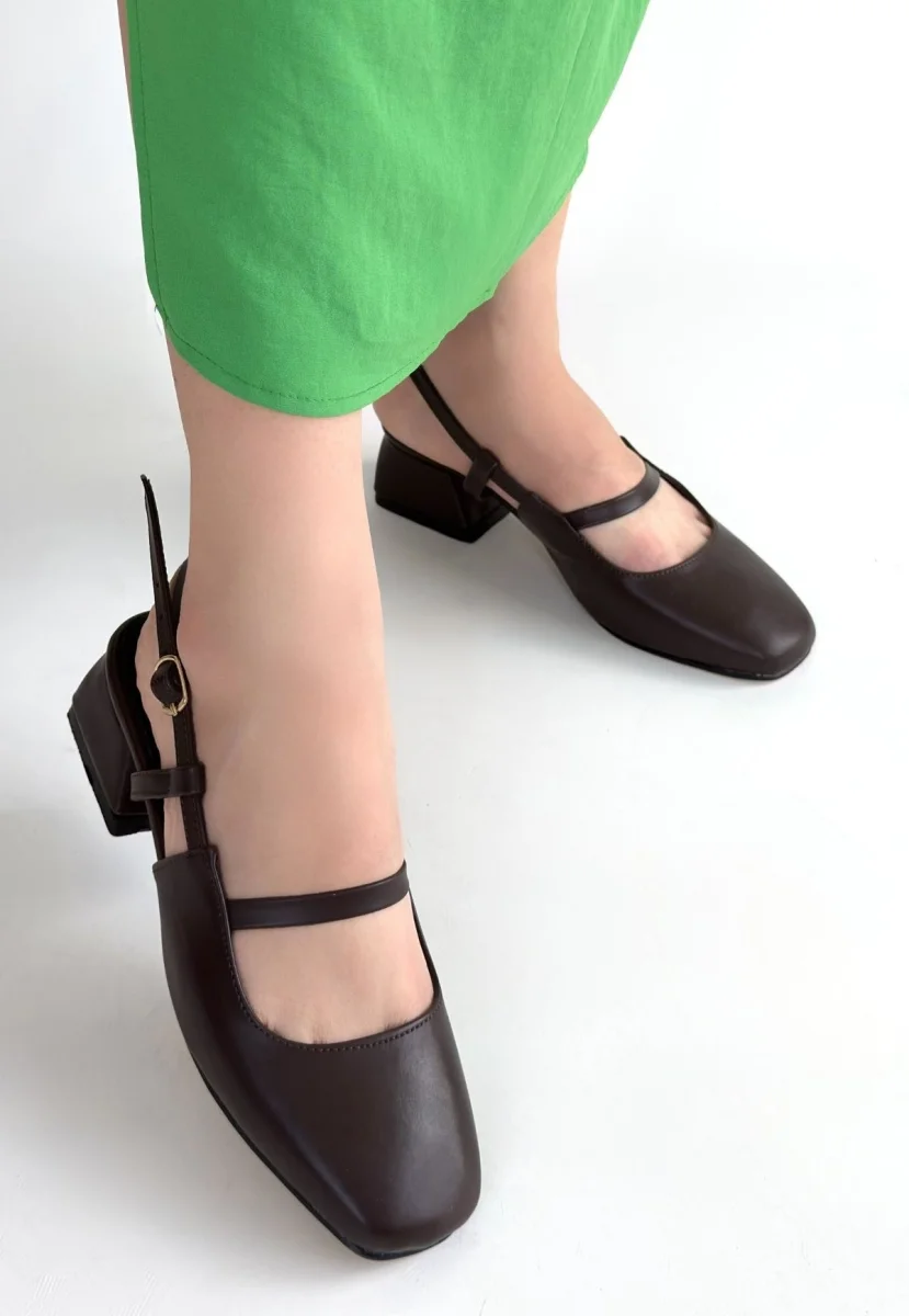 Liva Kahverengi Cilt Topuklu Ayakkabı