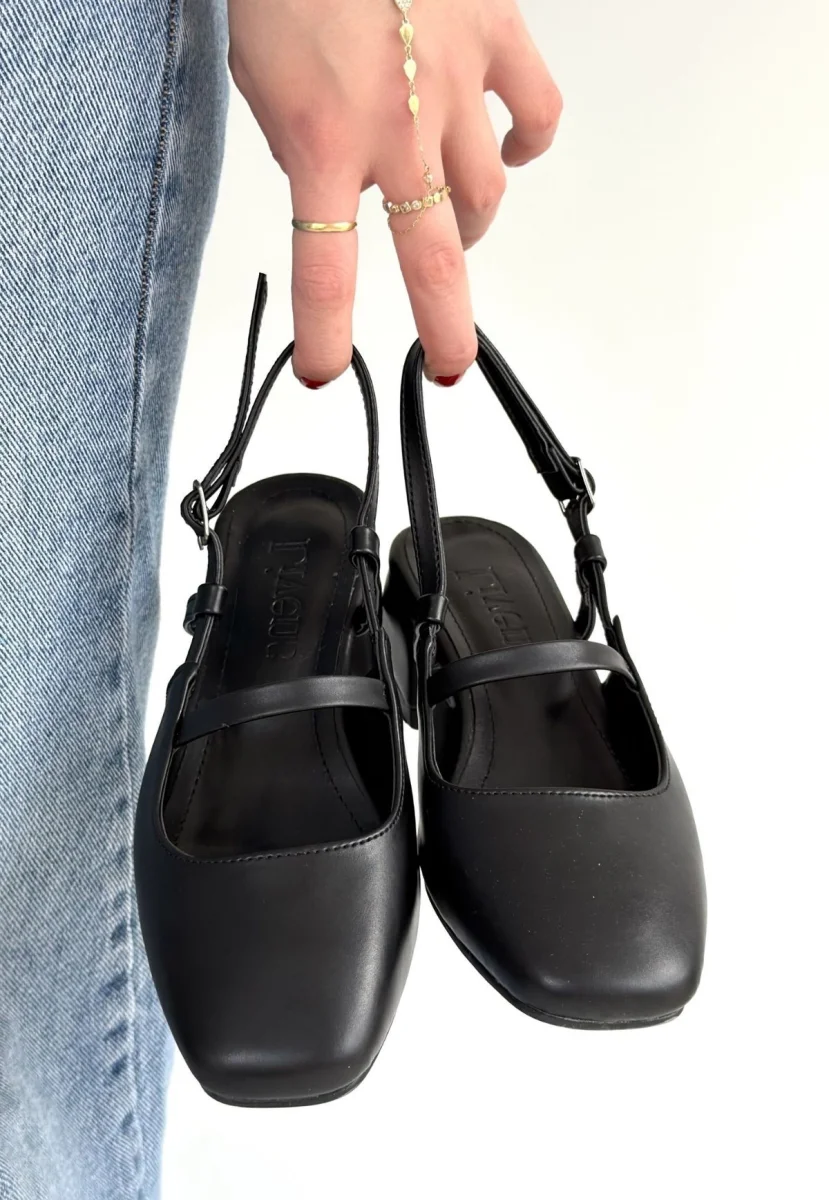 Liva Siyah Cilt Topuklu Ayakkabı