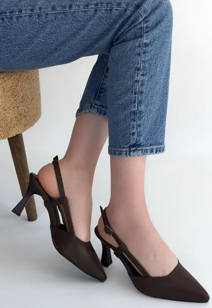 Hoost Kahverengi Cilt Topuklu Ayakkabı