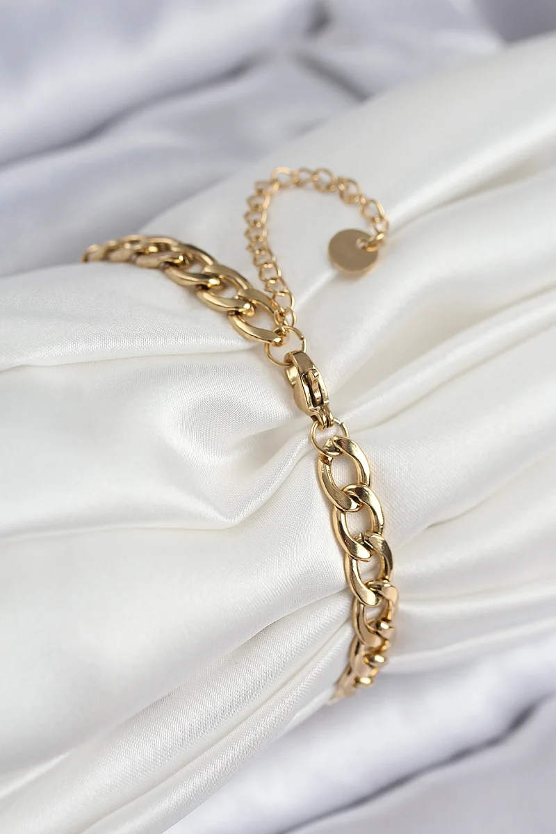 316L Çelik Nazar Boncuk Detaylı Yonca Model Gold Renk Kadın Bileklik