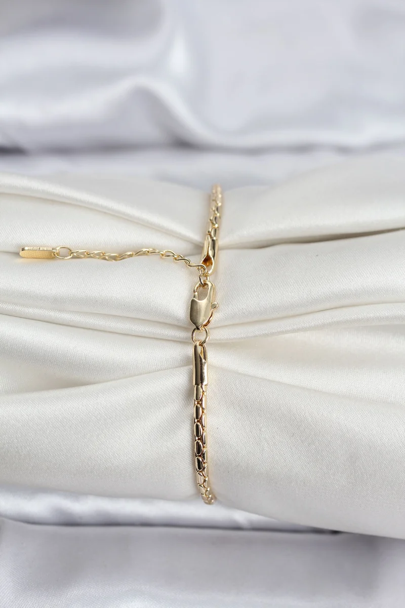 14K Gold Renk Kaplama Zincirli Model CM Kadın Bileklik