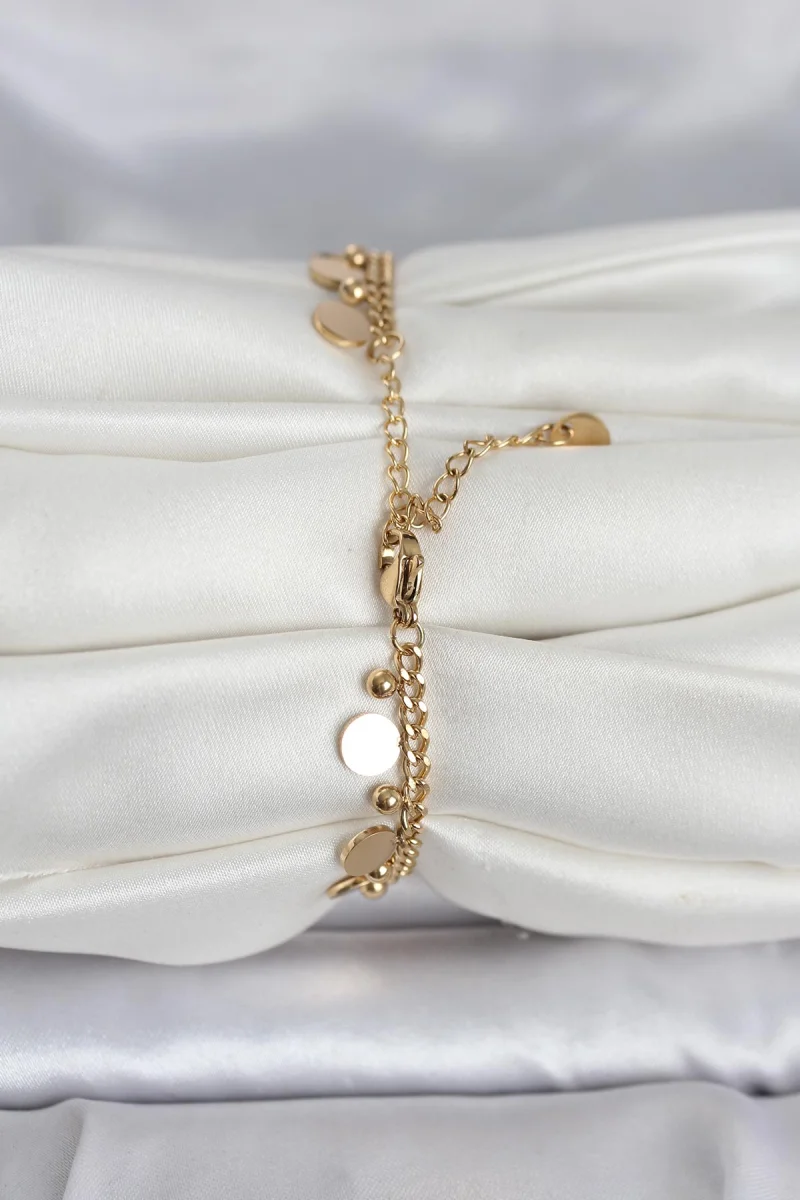 316L Çelik Gold Renk Pullu Model Kadın Bileklik