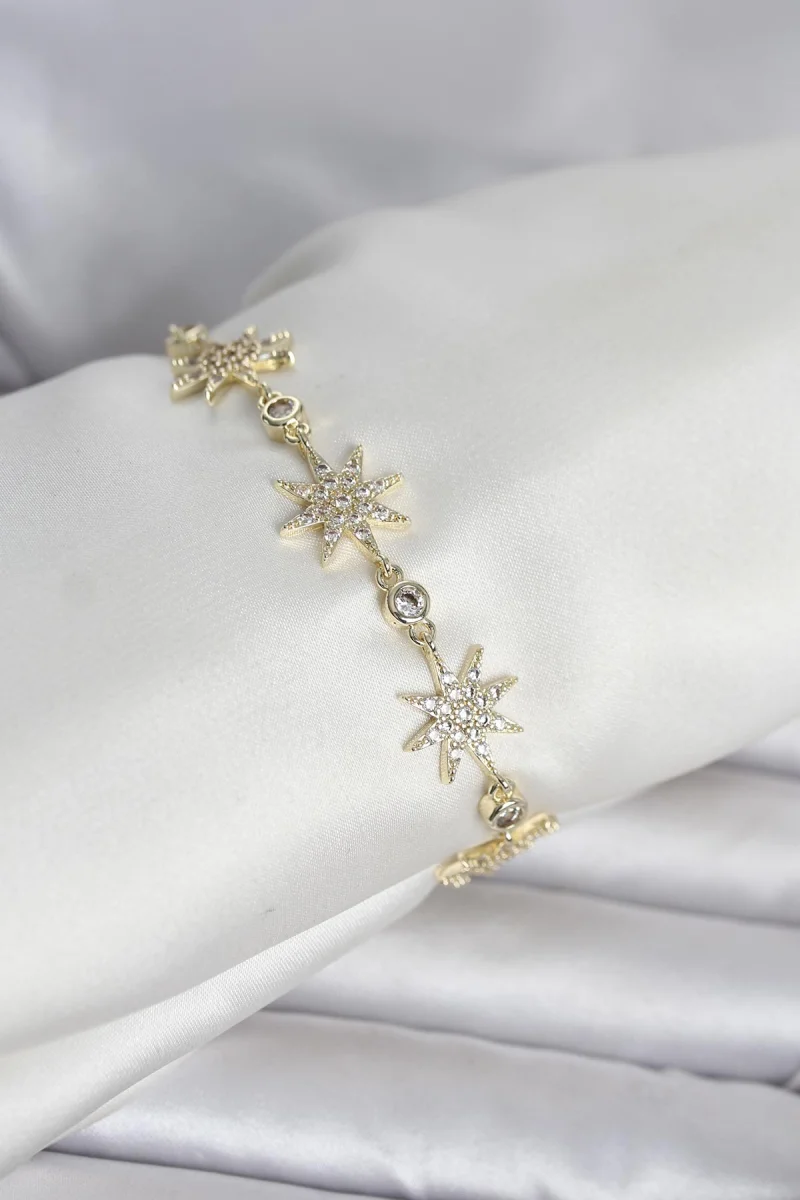 Pirinç Gold Renk Kutup Yıldızı Model Kadın Bileklik