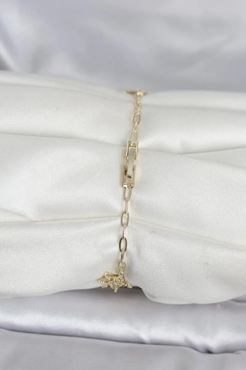 Pirinç Gold Renk Kutup Yıldızı Model Kadın Bileklik