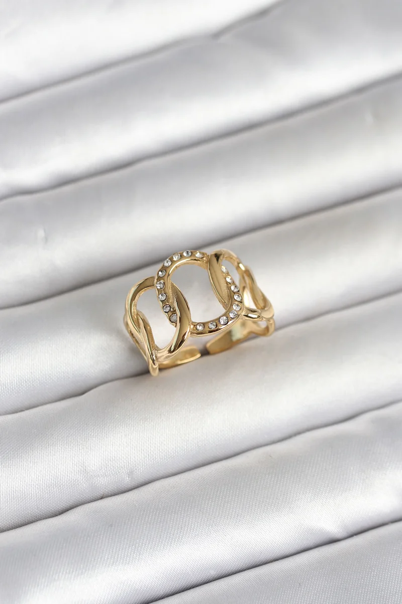 316L Çelik Gold Renk Samanyolu Model Kadın Yüzük