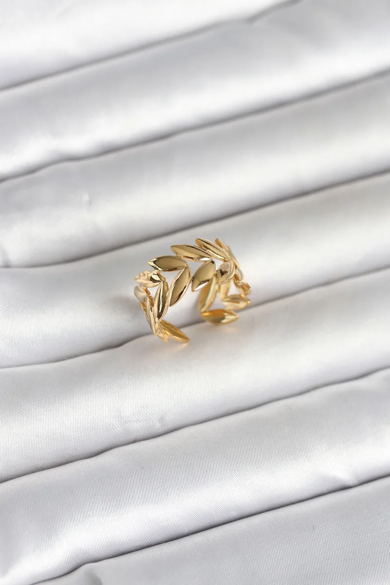 316L Çelik Gold Renk Başak Figür Kadın Yüzük