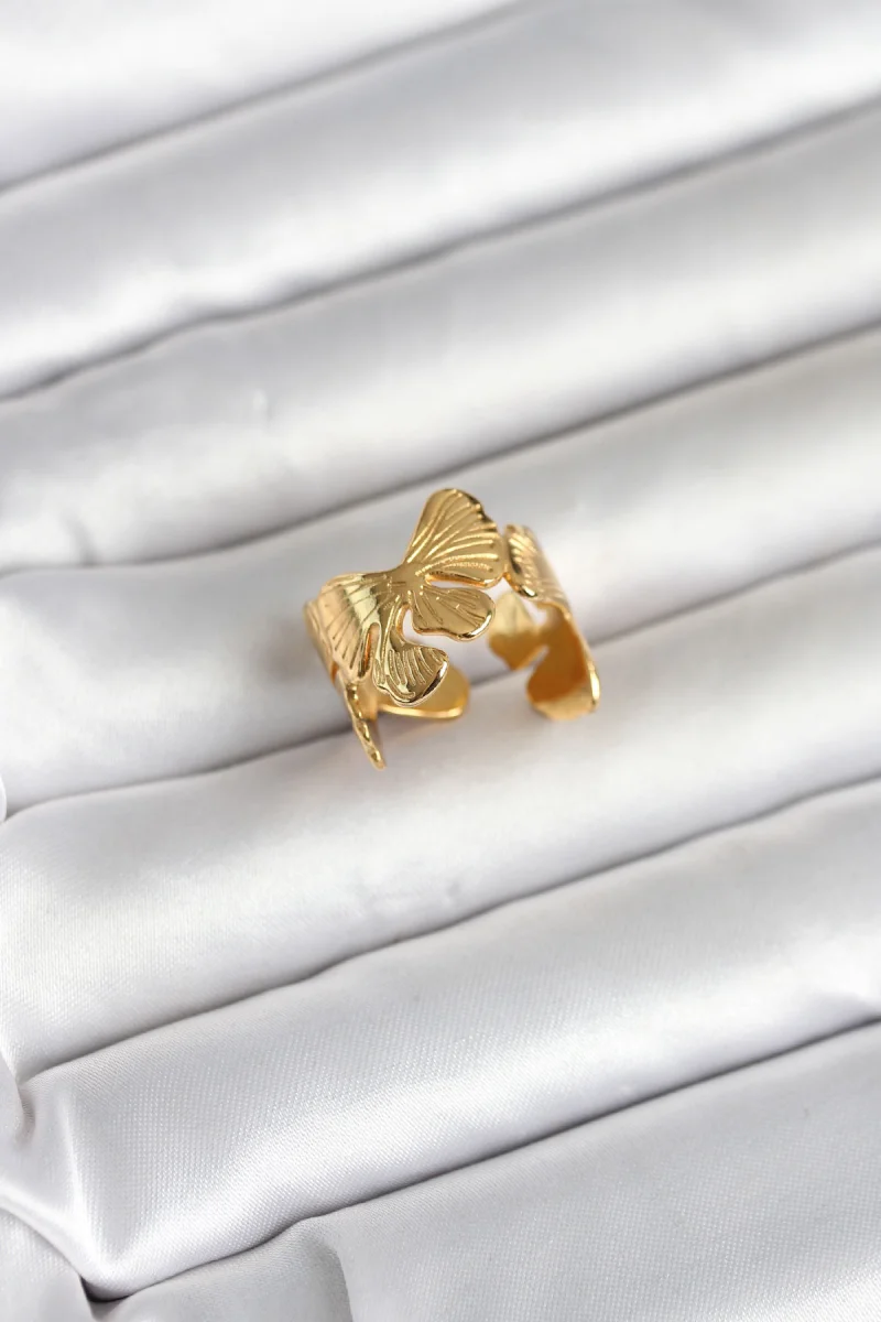 316L Çelik Gold Renk Lotus Model Kadın Yüzük