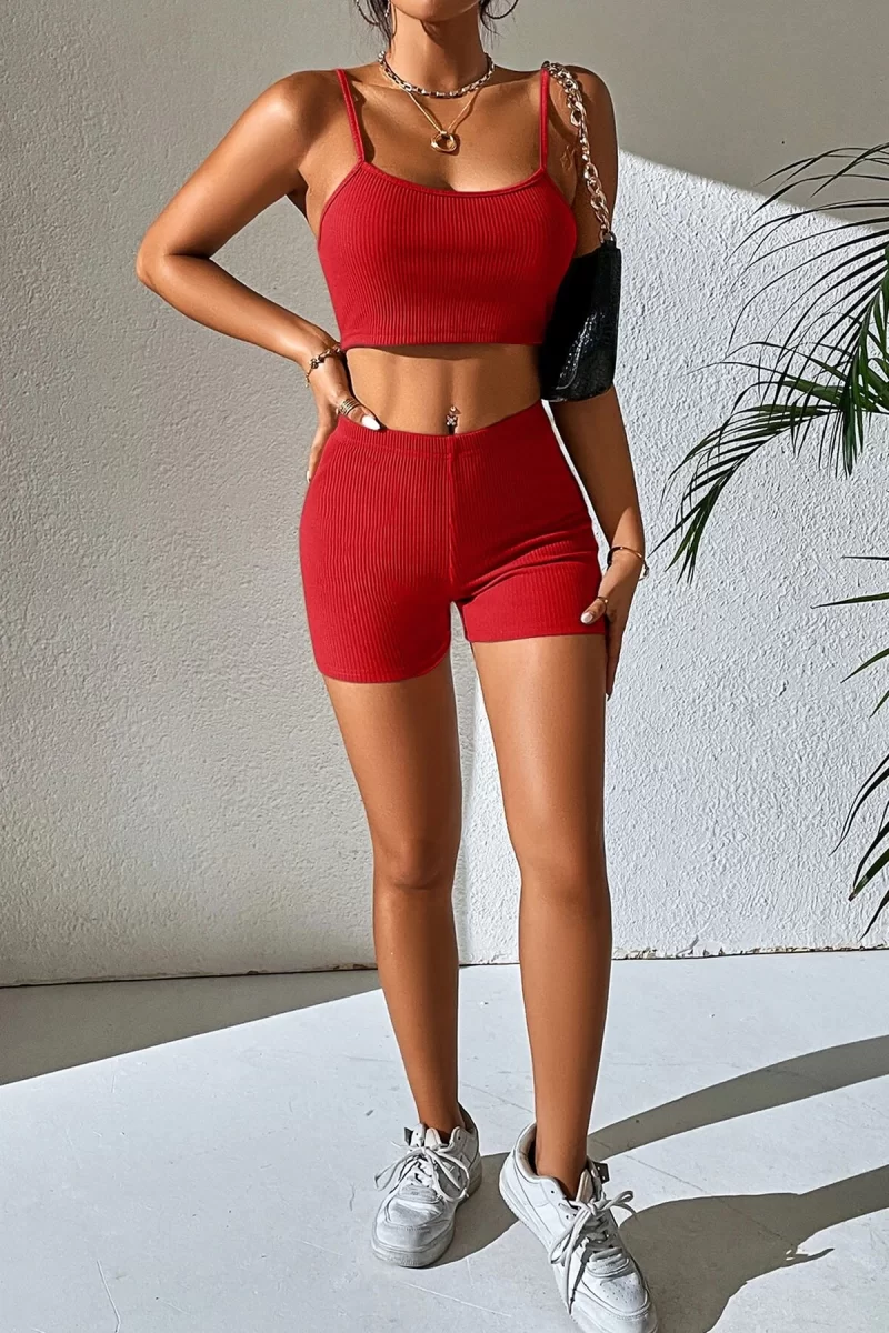 Kadın Kırmızı Şortlu Kaşkorse Gecelik Takım