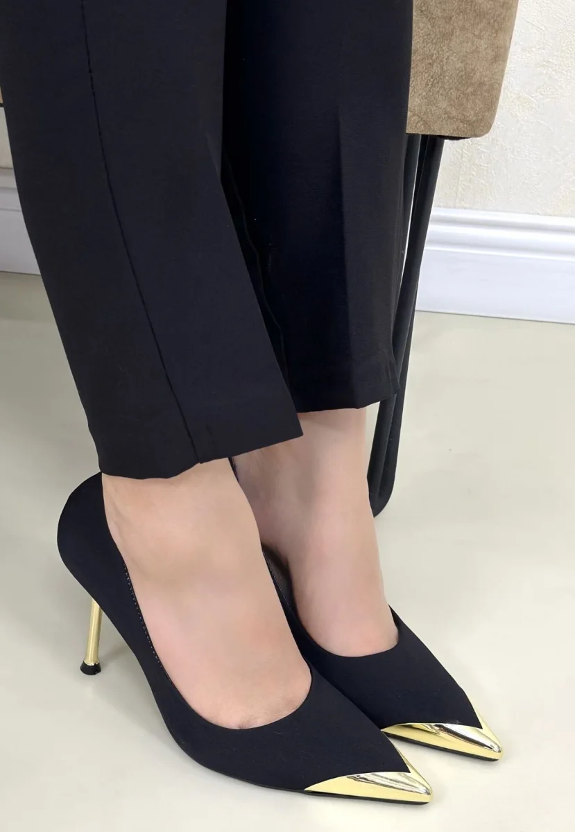 Alis Siyah Saten Stiletto Ayakkabı